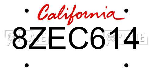8ZEC614 California License Plate