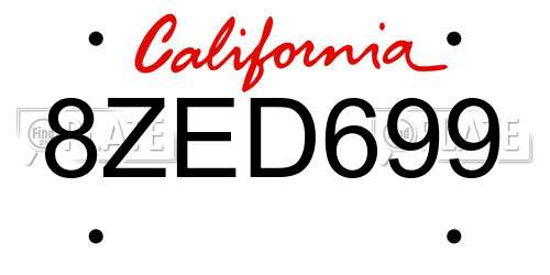 8ZED699 California License Plate