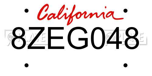 8ZEG048 California License Plate