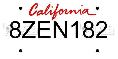 8ZEN182 California License Plate