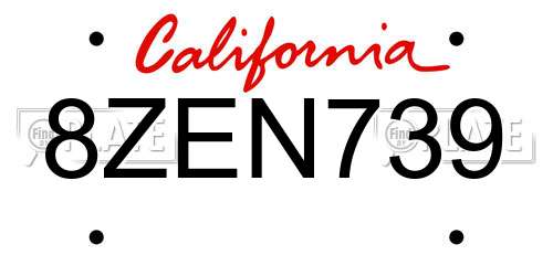 8ZEN739 California License Plate