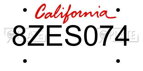 8ZES074 California License Plate