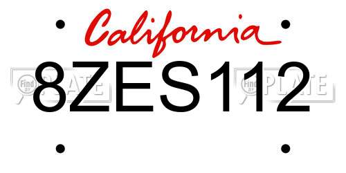 8ZES112 California License Plate