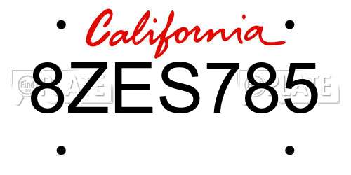 8ZES785 California License Plate