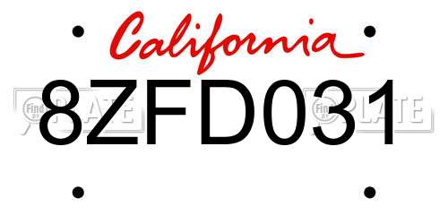 8ZFD031 California License Plate