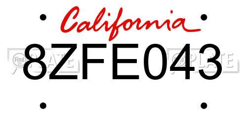 8ZFE043 California License Plate