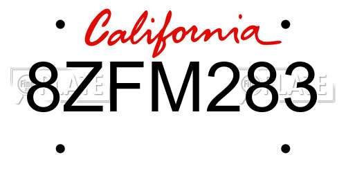 8ZFM283 California License Plate