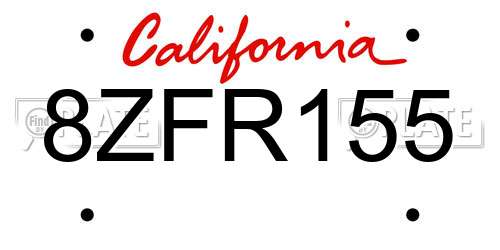 8ZFR155 California License Plate
