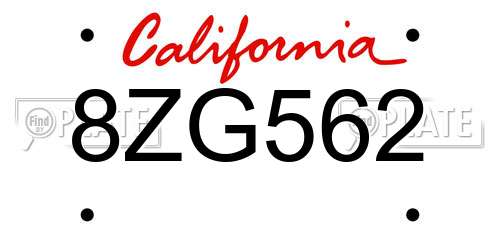 8ZG562 California License Plate