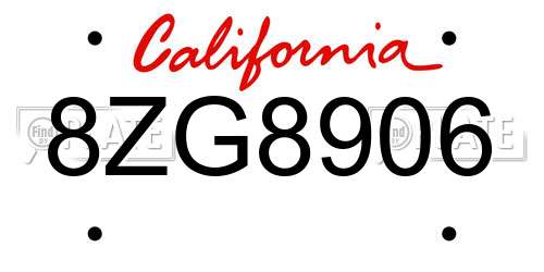 8ZG8906 California License Plate