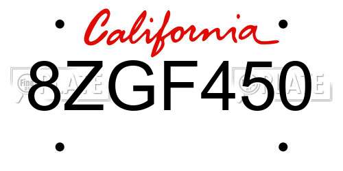 8ZGF450 California License Plate