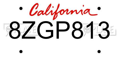 8ZGP813 California License Plate