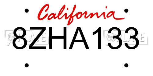 8ZHA133 California License Plate
