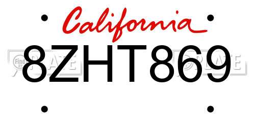 8ZHT869 California License Plate
