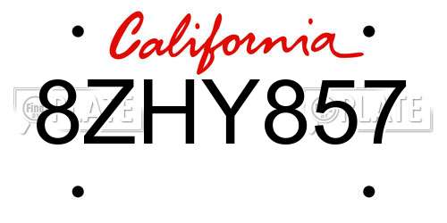 8ZHY857 California License Plate