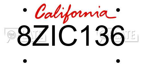 8ZIC136 California License Plate