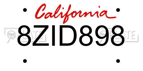 8ZID898 California License Plate