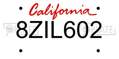 8ZIL602 California License Plate
