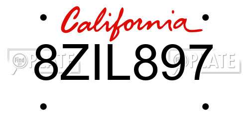 8ZIL897 California License Plate