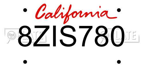 8ZIS780 California License Plate