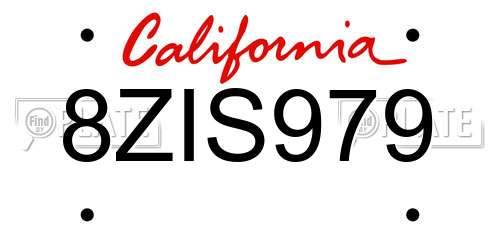 8ZIS979 California License Plate