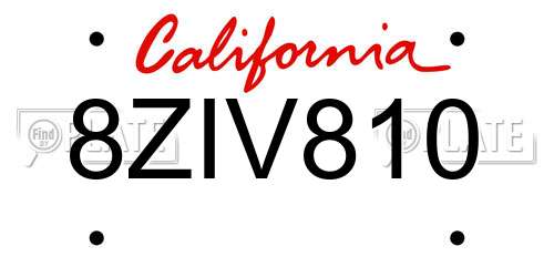 8ZIV810 California License Plate