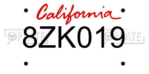 8ZK019 California License Plate