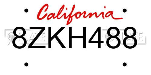 8ZKH488 California License Plate
