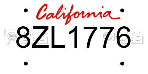8ZL1776 California License Plate