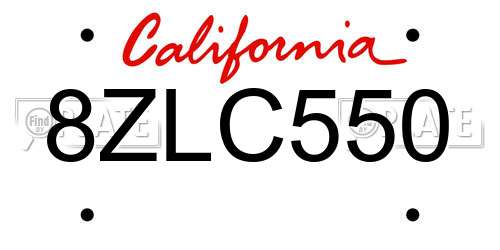 8ZLC550 California License Plate