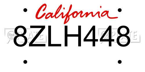 8ZLH448 California License Plate