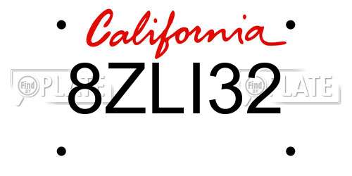 8ZLI32 California License Plate