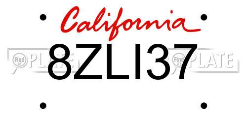 8ZLI37 California License Plate