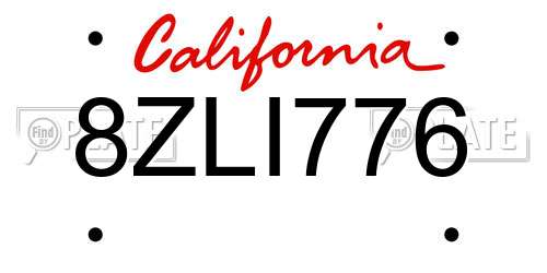 8ZLI776 California License Plate