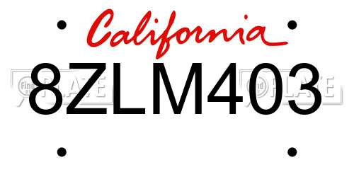 8ZLM403 California License Plate