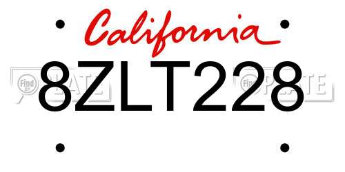 8ZLT228 California License Plate