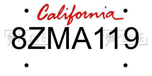 8ZMA119 California License Plate