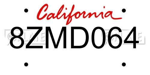 8ZMD064 California License Plate
