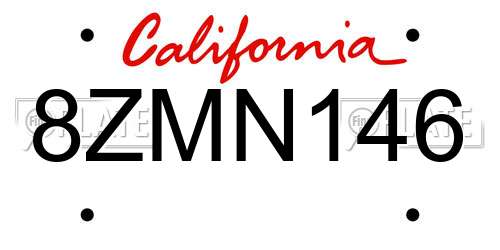 8ZMN146 California License Plate