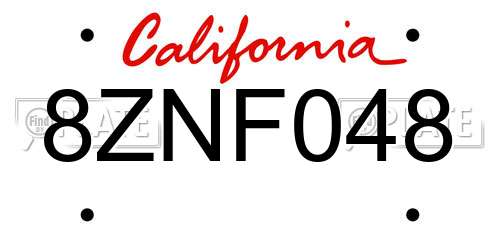 8ZNF048 California License Plate