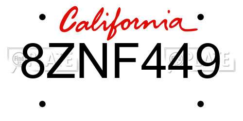 8ZNF449 California License Plate