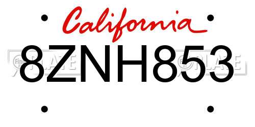 8ZNH853 California License Plate