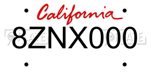 8ZNX000 California License Plate