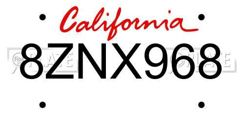 8ZNX968 California License Plate