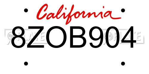 8ZOB904 California License Plate