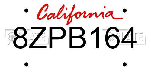 8ZPB164 California License Plate