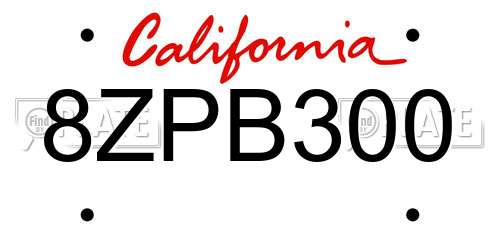 8ZPB300 California License Plate