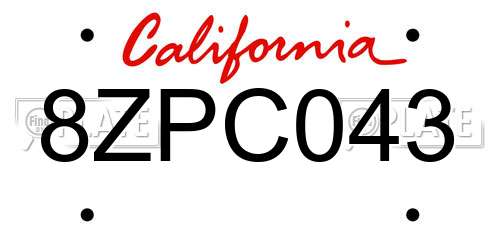 8ZPC043 California License Plate