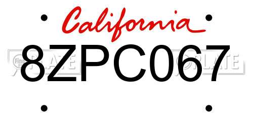 8ZPC067 California License Plate