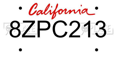 8ZPC213 California License Plate